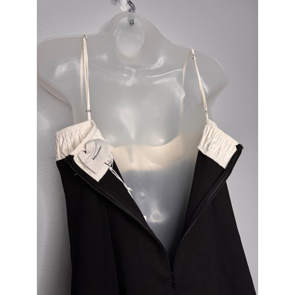 NWT Reformation Sadie Knit Black&White Spaghetti Strap Mini Dress Woman’s Size L - Picture 6 of 11